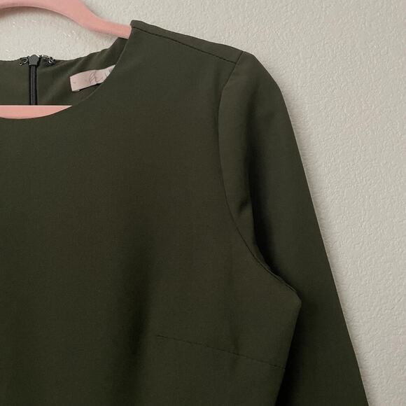 Hutch Dress Womens Size 4 Green Mini Double Layer Peplum Quiet Luxury Minimalist - Picture 6 of 13